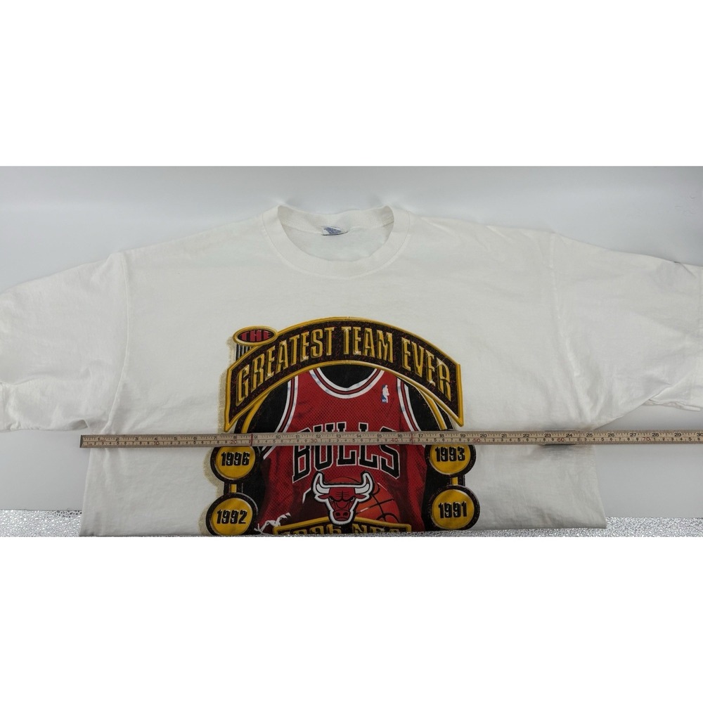 VTG Starter 1996 Chicago Bulls Champions Greatest Team Ever Shirt 90's XL FLAWS - Picture 12 of 16
